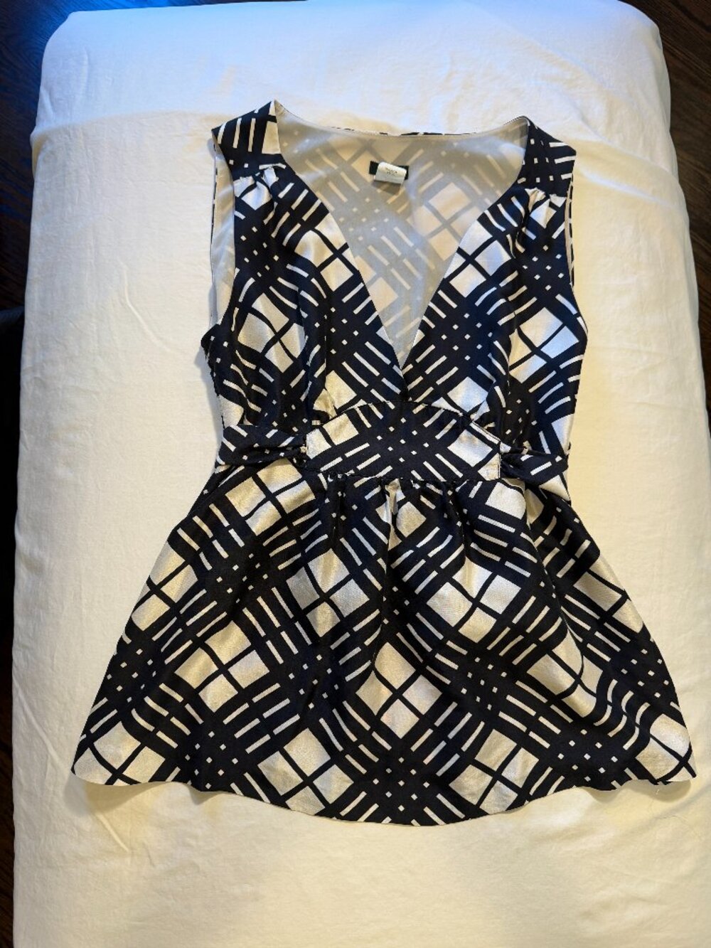 J.Crew 100% Silk Picnic Plaid Sleeveless Top Size 0